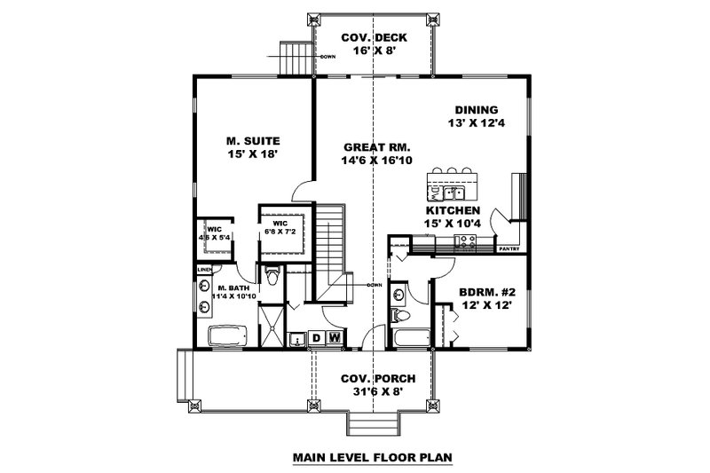 Architectural House Design - Floor Plan - Main Floor for Craftsman House Plan #117-1048 - 3 bed, 3 bath