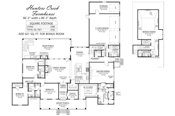 Floor Plan - Main Floor for Farmhouse House Plan #1074-90 - 4 bed, 3.5 bath