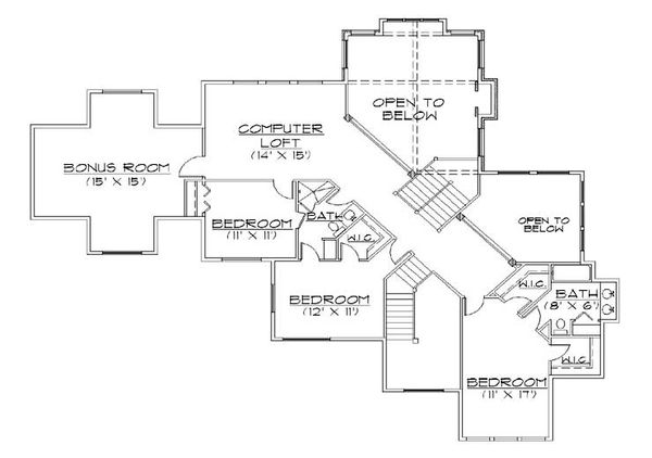 House Plan Design - Traditional Floor Plan - Upper Floor Plan #5-433