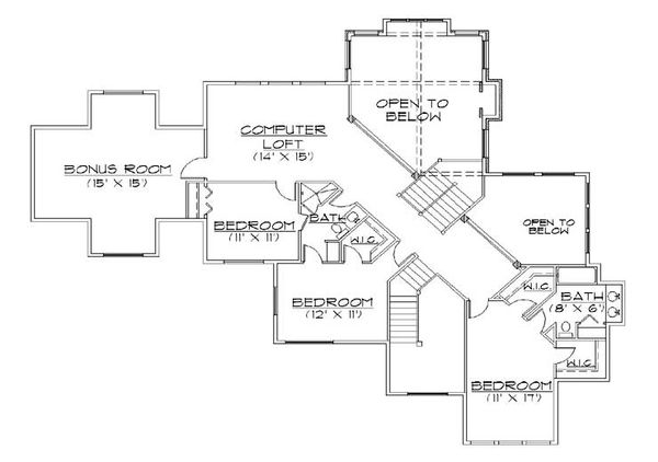 Home Plan - Traditional Floor Plan - Upper Floor Plan #5-433