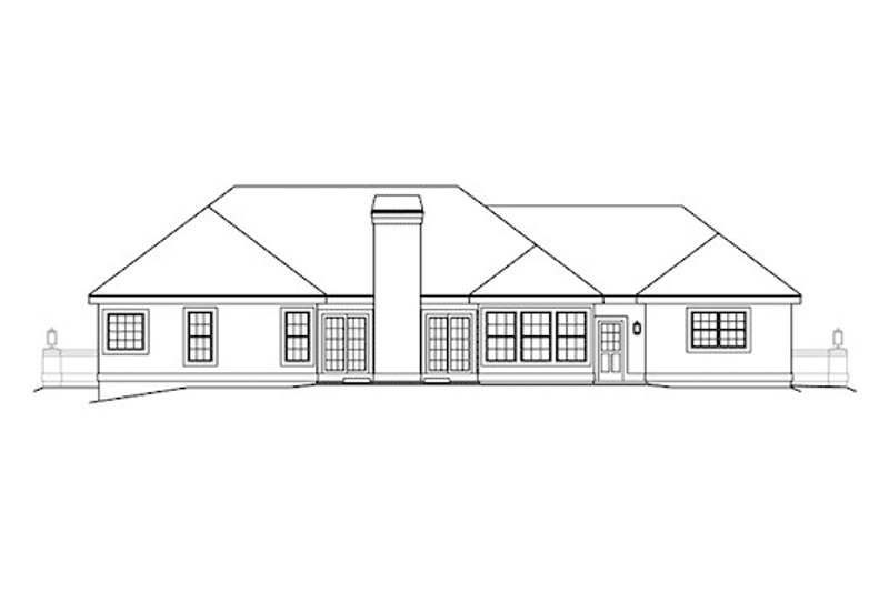 Home Plan - Exterior - Rear Elevation for Mediterranean House Plan #57-371 - 3 bed, 2.5 bath