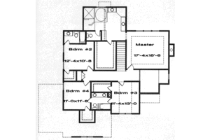 Floor Plan - Upper Floor for European House Plan #6-108 - 4 bed, 3.5 bath