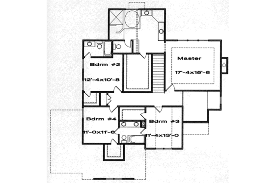 Floor Plan - Upper Floor for European House Plan #6-108 - 4 bed, 3.5 bath