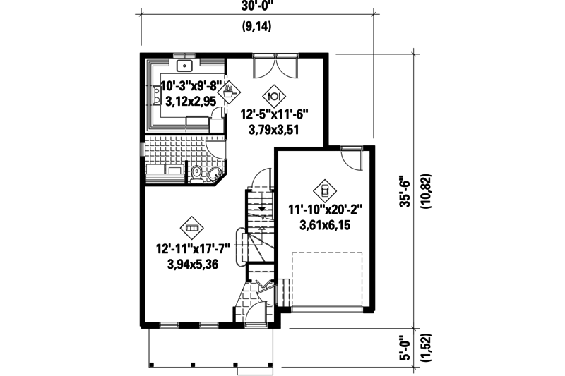 Country Style House Plan - 3 Beds 1 Baths 1598 Sq/Ft Plan #25-4769 ...