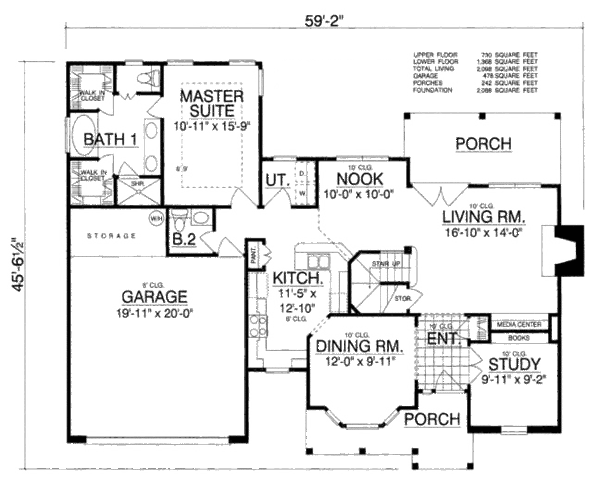 Architectural House Design - Traditional Floor Plan - Main Floor Plan #40-107