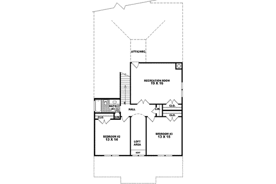 Floor Plan - Upper Floor for Bungalow House Plan #81-417 - 3 bed, 3 bath