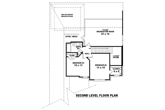 Floor Plan - Upper Floor for Colonial House Plan #81-1460 - 3 bed, 2.5 bath