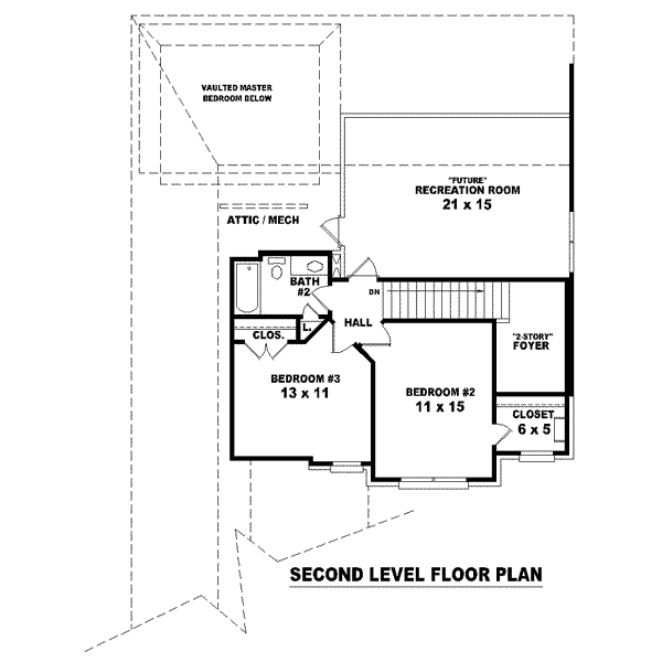 Colonial Floor Plan - Upper Floor Plan #81-1460