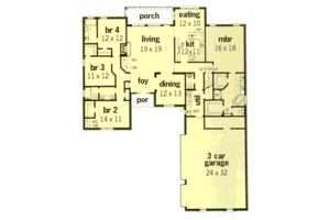 Floor Plan - Main Floor for European House Plan #15-143 - 4 bed, 3.5 bath