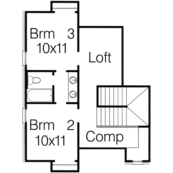 House Blueprint - European Floor Plan - Upper Floor Plan #15-279