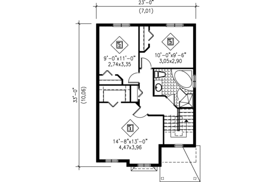 Floor Plan - Upper Floor for Victorian House Plan #25-2030 - 3 bed, 1.5 bath
