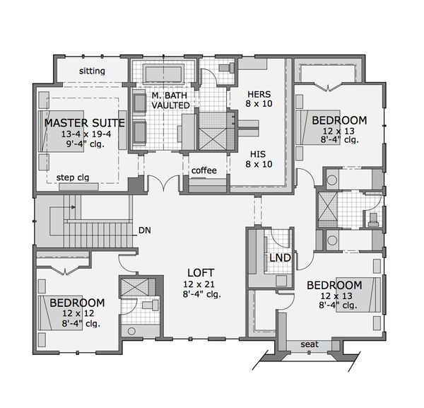 Craftsman Floor Plan - Upper Floor Plan #51-565