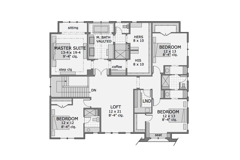 Dream House Plan - Floor Plan - Upper Floor for Craftsman House Plan #51-565 - 4 bed, 3.5 bath