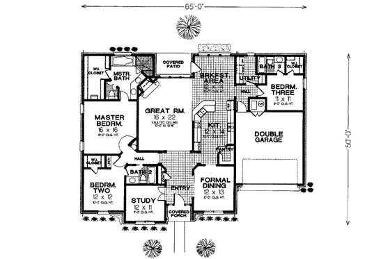 Floor Plan - Main Floor for European House Plan #310-251 - 3 bed, 3 bath