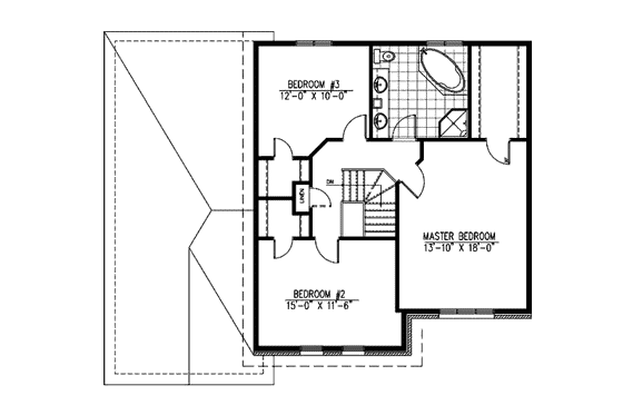 Floor Plan - Upper Floor for European House Plan #138-270 - 3 bed, 1.5 bath