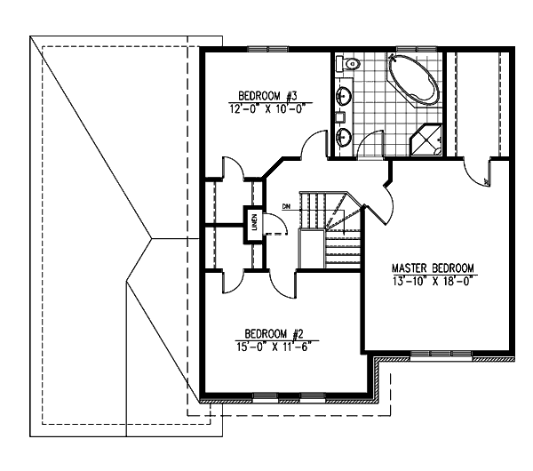 Floor Plan - Upper Floor for European House Plan #138-270 - 3 bed, 1.5 bath