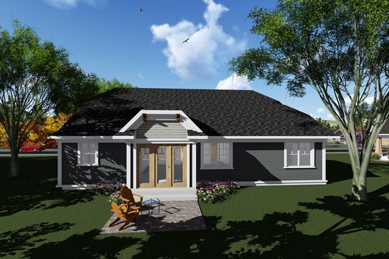 Exterior - Rear Elevation for Craftsman House Plan #70-1267 - 3 bed, 2 bath