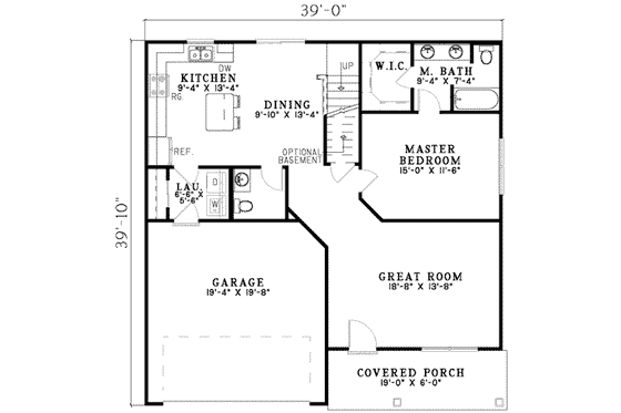 Floor Plan - Main Floor for Traditional House Plan #17-432 - 3 bed, 2.5 bath