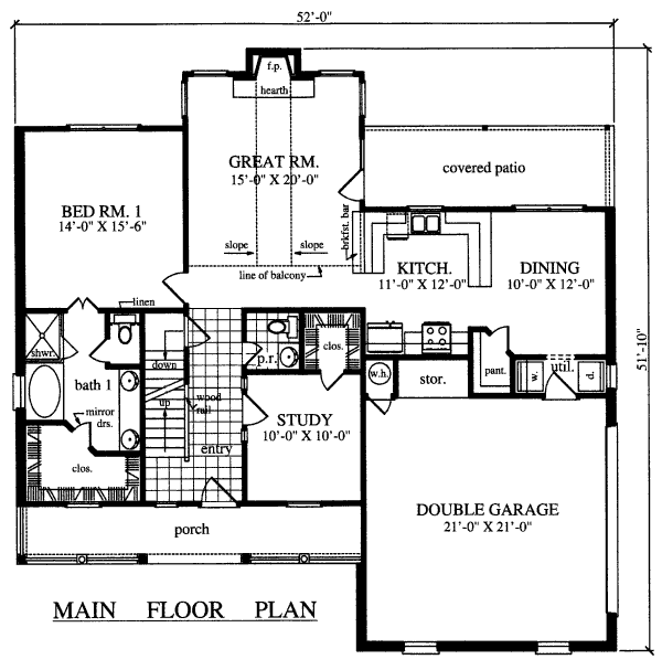 Country Floor Plan - Main Floor Plan #42-347