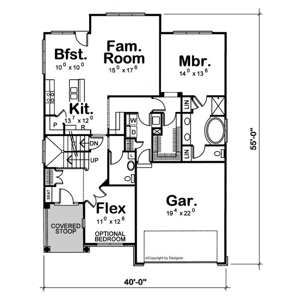 Dream House Plan - Floor Plan - Main Floor for Farmhouse House Plan #20-2659 - 4 bed, 2.5 bath