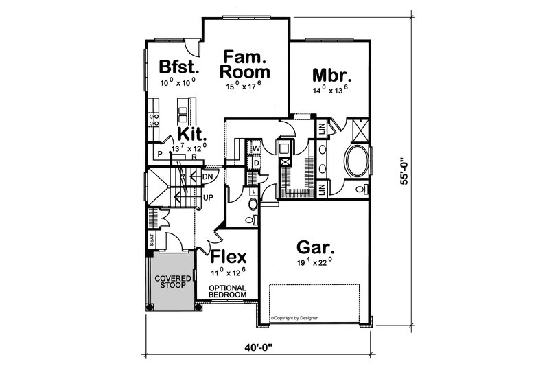 Dream House Plan - Floor Plan - Main Floor for Farmhouse House Plan #20-2659 - 4 bed, 2.5 bath