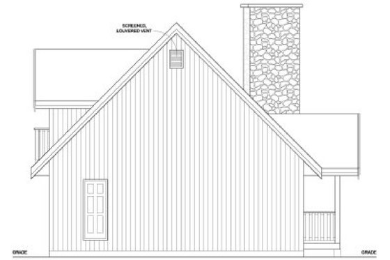 Exterior - Rear Elevation for Cabin House Plan #126-173 - 2 bed, 2 bath