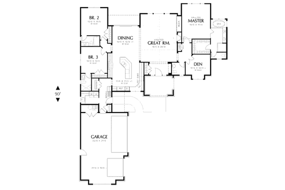 Floor Plan - Main Floor for European House Plan #48-475 - 3 bed, 3.5 bath
