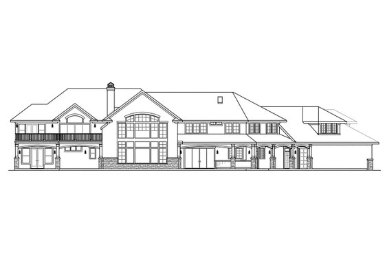 Exterior - Rear Elevation for European House Plan #124-603 - 4 bed, 5.5 bath