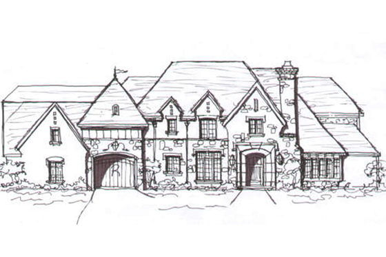 Exterior - Front Elevation for European House Plan #141-246 - 5 bed, 5.5 bath