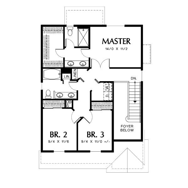 Craftsman Floor Plan - Upper Floor Plan #48-436
