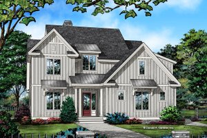 Exterior - Front Elevation 3 for Farmhouse House Plan #929-1064 - 4 bed, 3.5 bath
