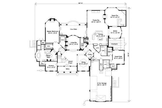 Floor Plan - Main Floor for Mediterranean House Plan #135-138 - 6 bed, 4.5 bath