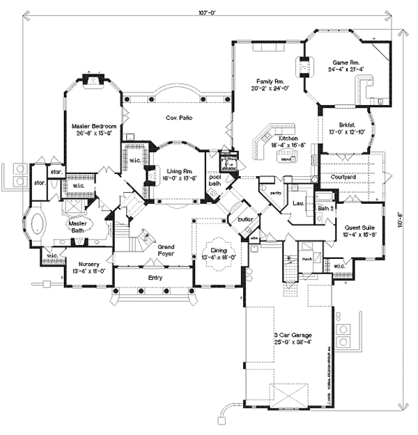 Mediterranean Style House Plan - 6 Beds 4.5 Baths 7622 Sq/Ft Plan #135 ...