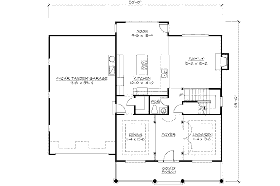 Floor Plan - Main Floor for Farmhouse House Plan #132-138 - 4 bed, 2.5 bath