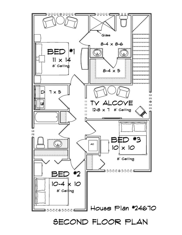 Architectural House Design - Floor Plan - Upper Floor for Cottage House Plan #513-2462 - 3 bed, 2.5 bath