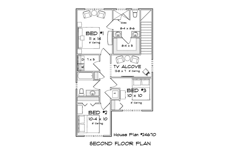 Architectural House Design - Floor Plan - Upper Floor for Cottage House Plan #513-2462 - 3 bed, 2.5 bath