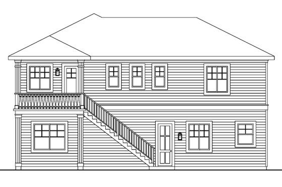 Exterior - Rear Elevation for Craftsman House Plan #124-619 - 3 bed, 3.5 bath