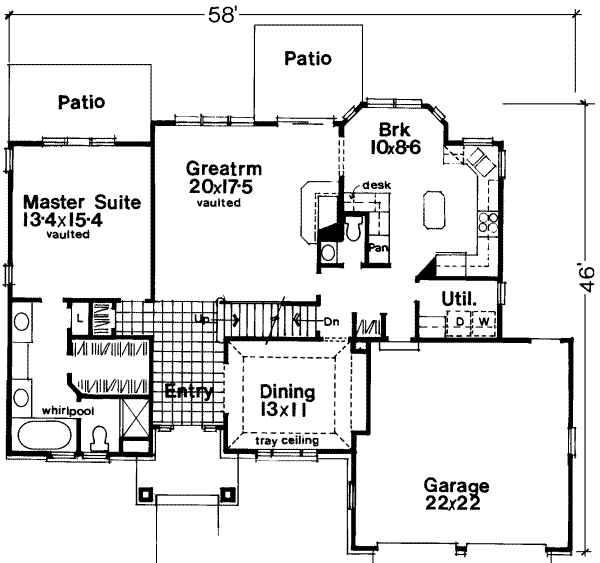 European Floor Plan - Main Floor Plan #300-102