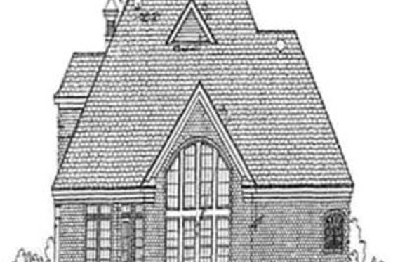 Exterior - Rear Elevation for European House Plan #34-148 - 3 bed, 3.5 bath