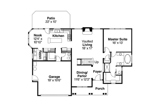 Floor Plan - Main Floor for Country House Plan #124-539 - 4 bed, 2.5 bath