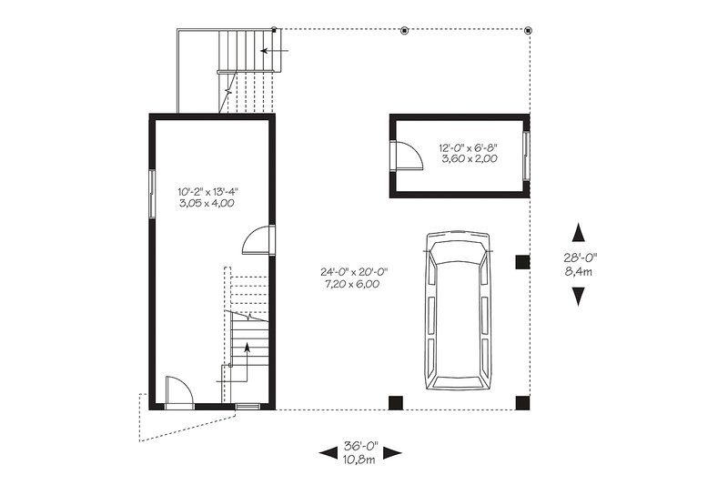 Architectural House Design - Floor Plan - Main Floor for Contemporary House Plan #23-2591 - 2 bed, 1 bath