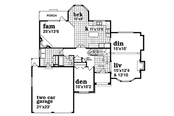 Floor Plan - Main Floor for European House Plan #47-428 - 4 bed, 2.5 bath