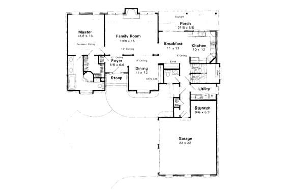 Floor Plan - Main Floor for European House Plan #41-147 - 3 bed, 2.5 bath