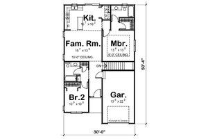 Floor Plan - Main Floor for Traditional House Plan #20-1698 - 2 bed, 2 bath