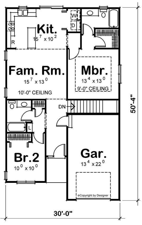Architectural House Design - Traditional Floor Plan - Main Floor Plan #20-1698