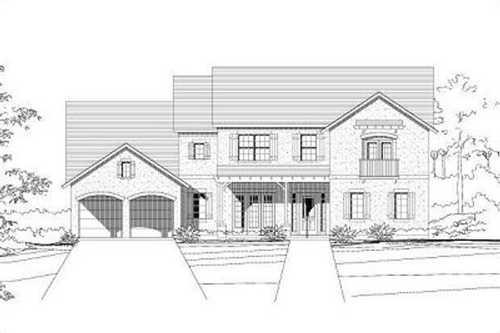 Exterior - Front Elevation for European House Plan #411-797 - 4 bed, 3.5 bath