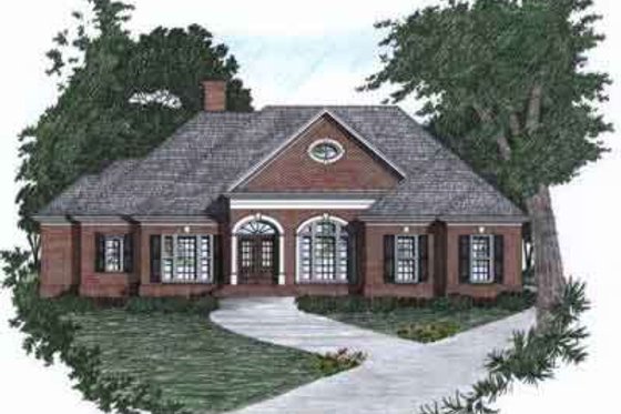 Exterior - Front Elevation for Southern House Plan #129-145 - 3 bed, 2 bath