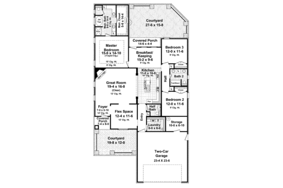 Floor Plan - Main Floor for European House Plan #21-260 - 3 bed, 2.5 bath