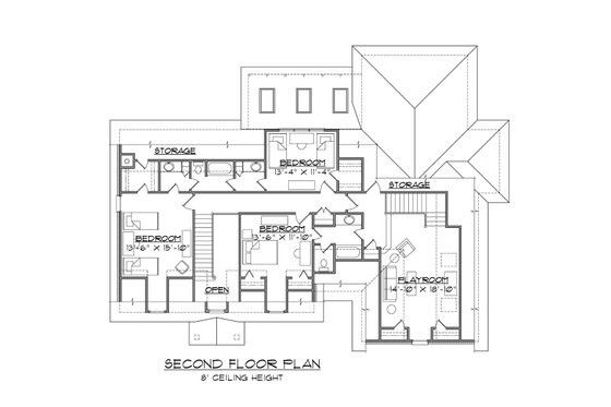 Floor Plan - Upper Floor for Traditional House Plan #1054-61 - 4 bed, 3.5 bath