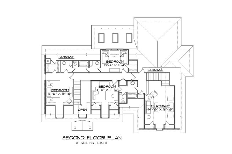 Dream House Plan - Floor Plan - Upper Floor for Traditional House Plan #1054-61 - 4 bed, 3.5 bath